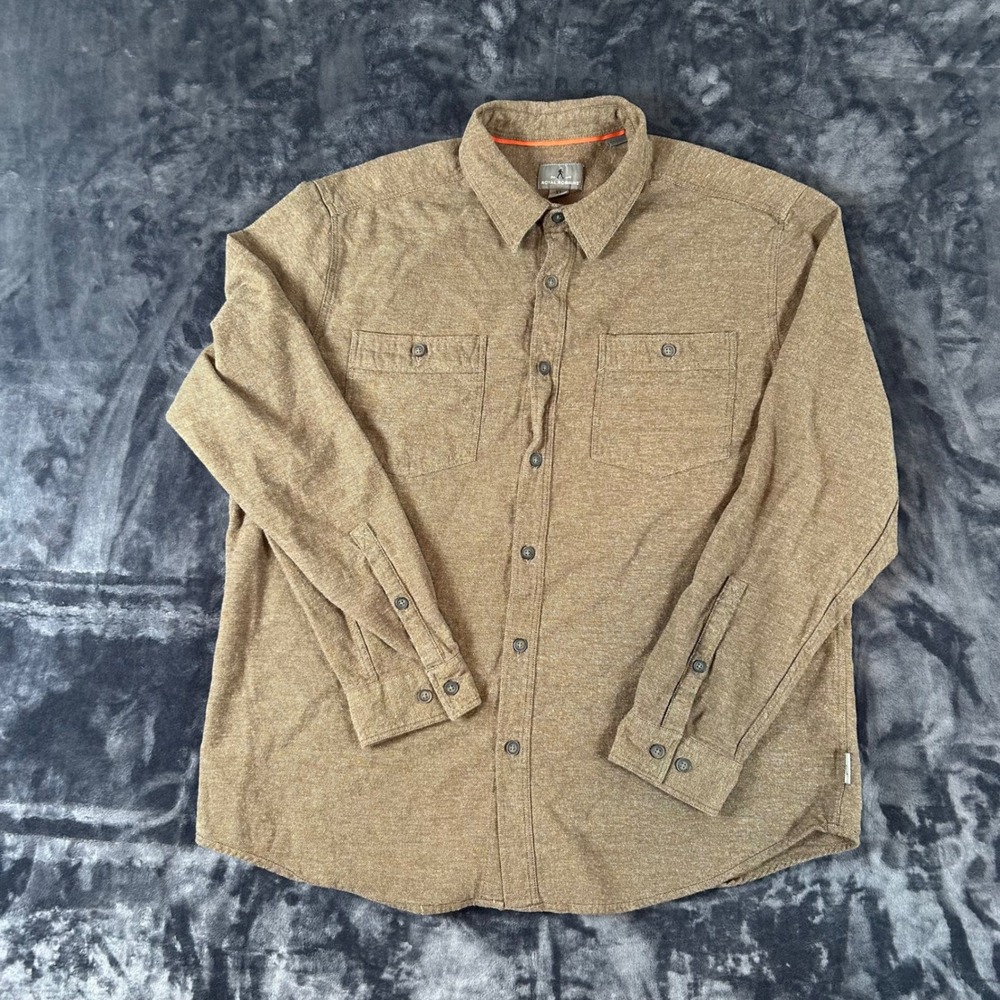 Royal Robbins Button Down Shirt Mens XL Brown Cotton Long Sleeve Outdoor